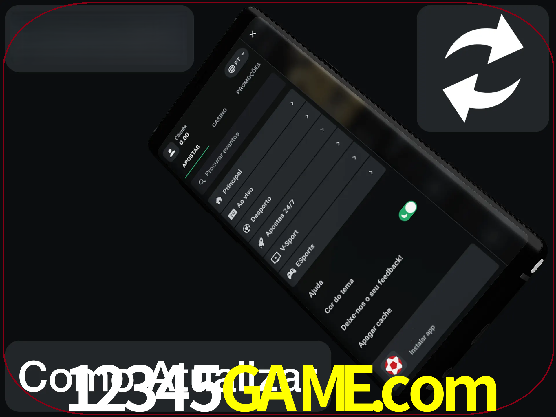 O aplicativo é atualizado automaticamente quando você faz o login.