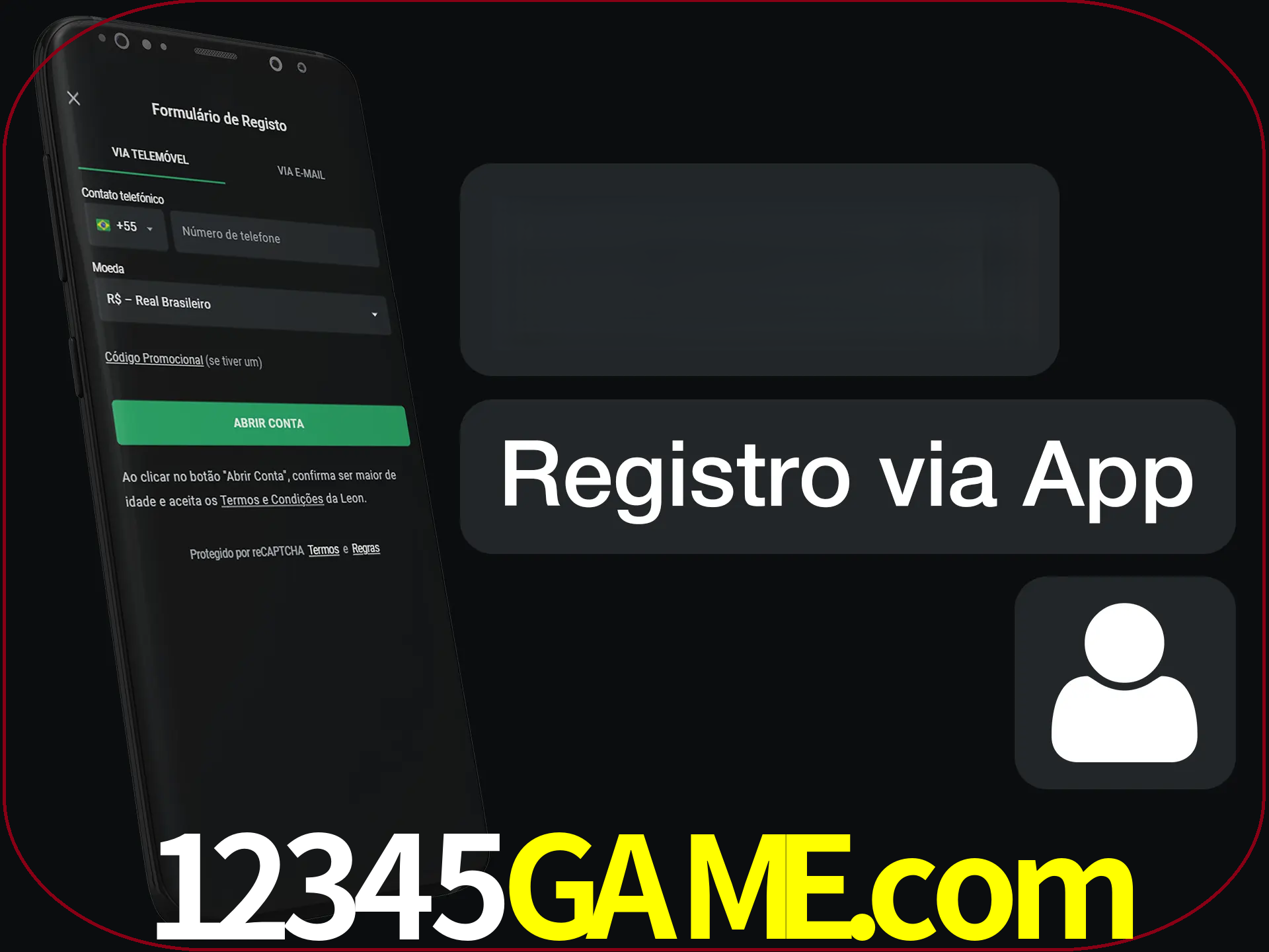 Registre-se com duas etapas usando o aplicativo.
