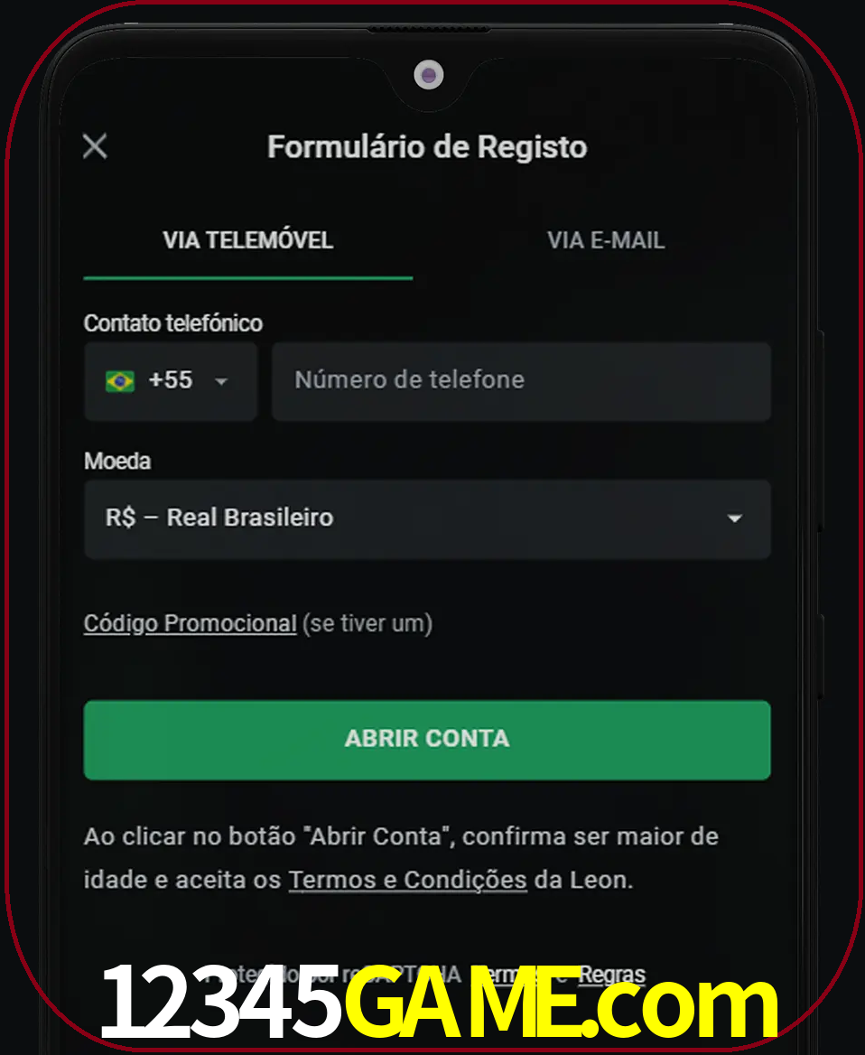 Abra o aplicativo e inicie o processo de registro.