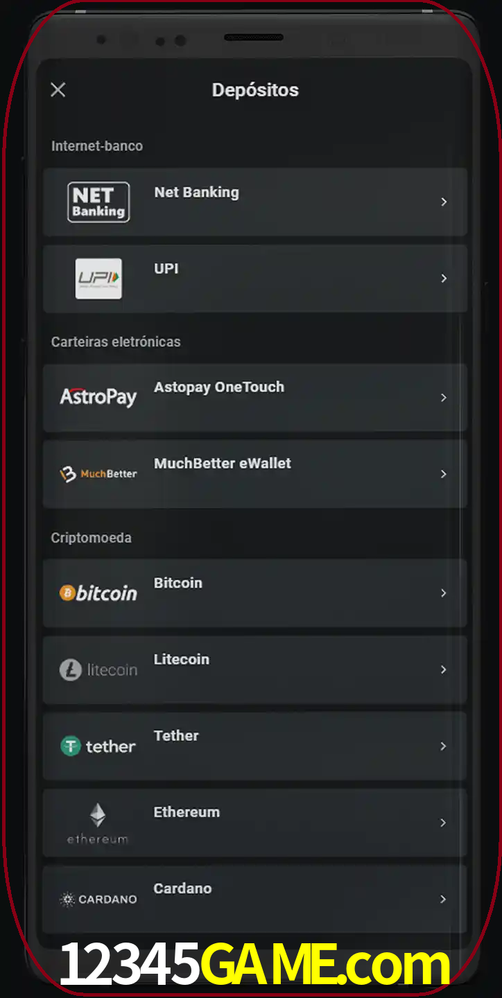 Você pode usar métodos alternativos de depósito.