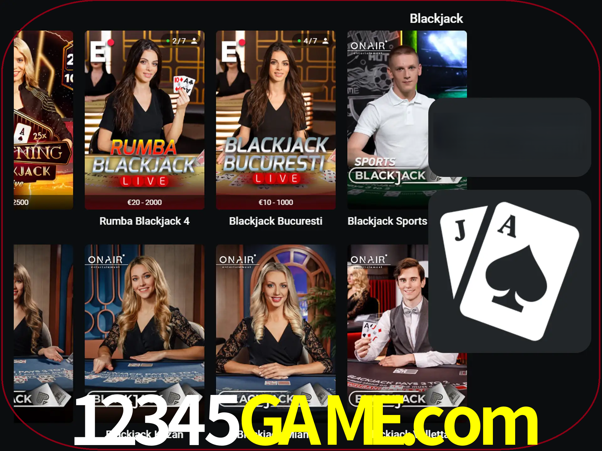 Escolha uma mesa completa de jogadores de blackjack.